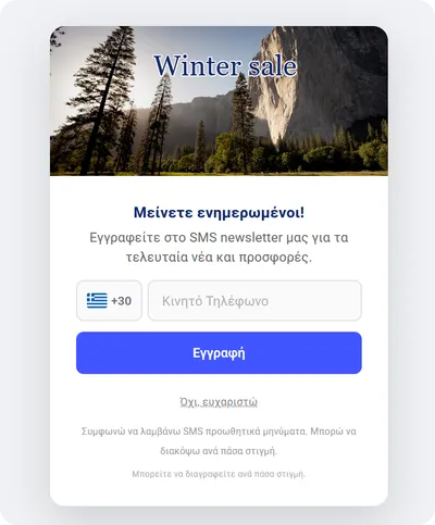 SMS Newsletter popup template